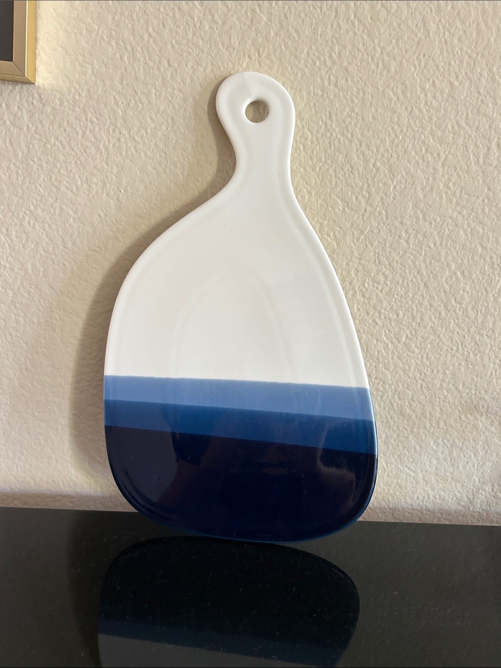 Two's Company White and Blue Layered Ceramic Serving Paddle